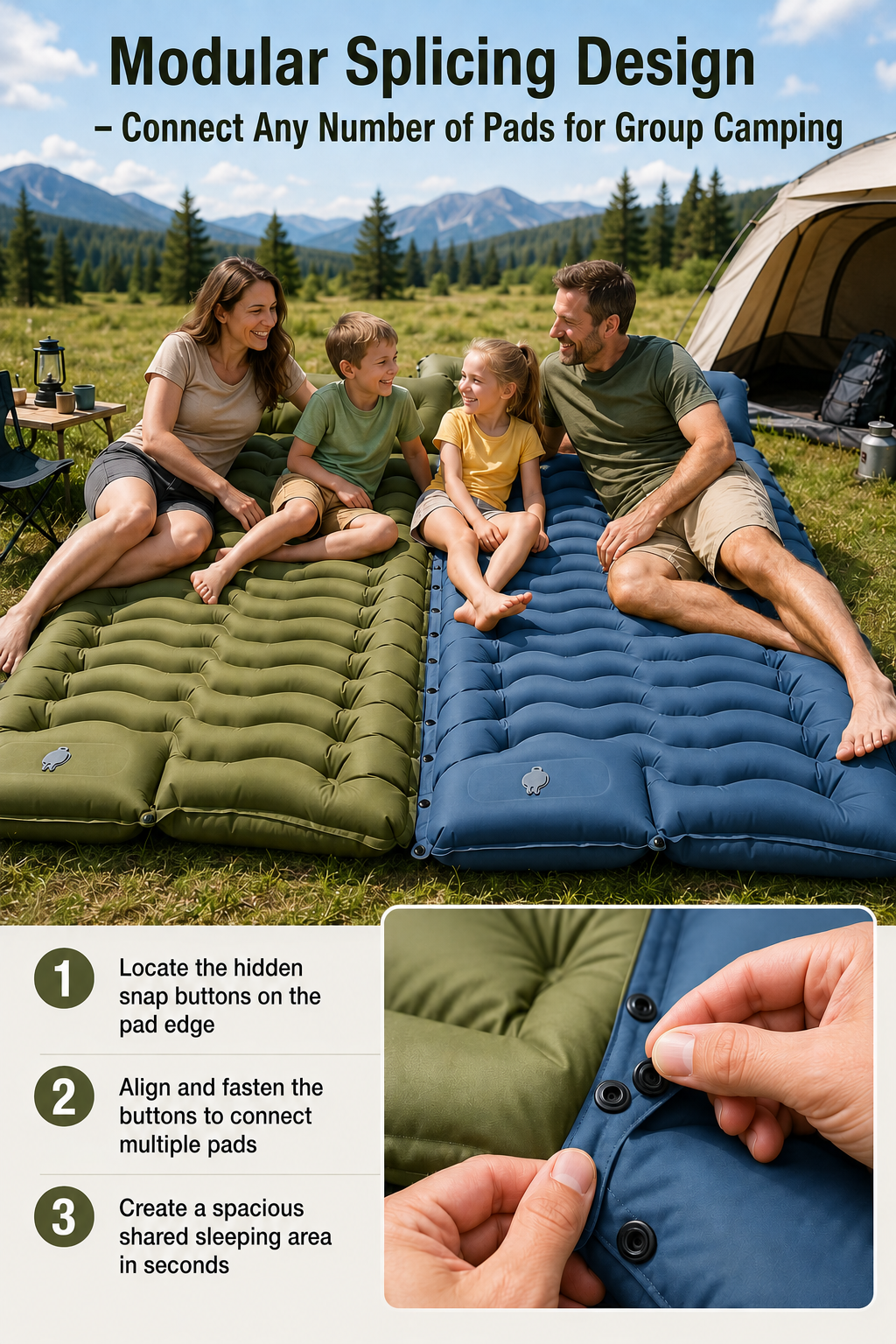 Ultra-Light Inflatable Camping Sleeping Pad with Built-in Foot Pump