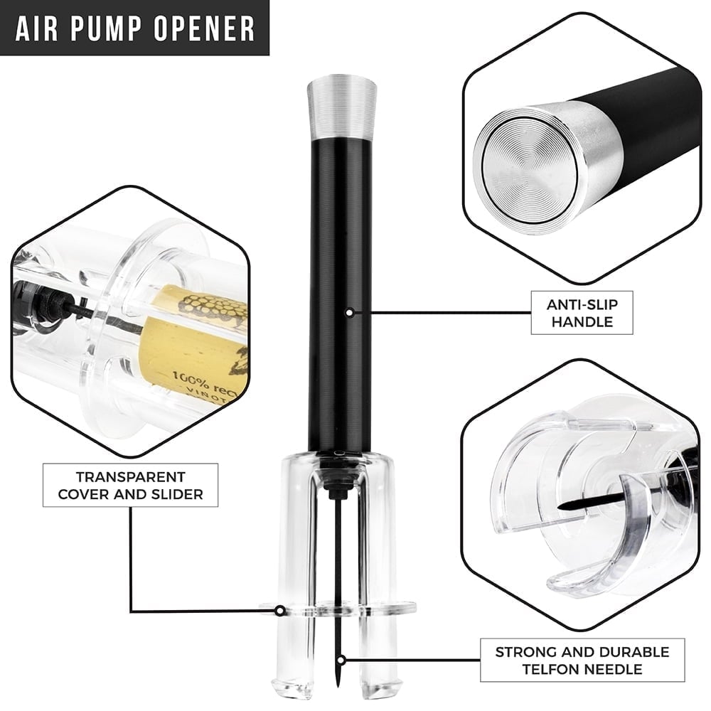 🍷 Experience Effortless Wine Opening - 49% OFF - ✨Air Pump Cork Remover Wine Bottle Opener Set