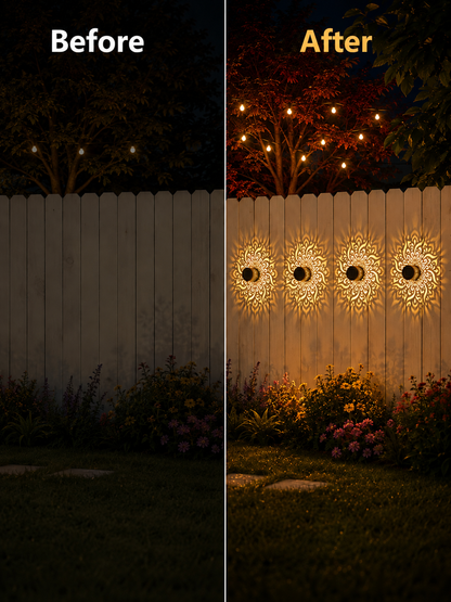 Solar Mandala Fence Lights, Outdoor Wall Decor