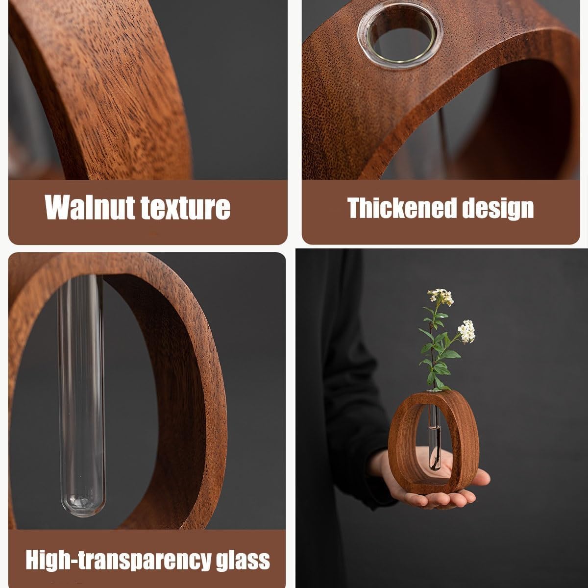 🌿 Elevate Your Home – 49% OFF – ✨Solid Wood Glass Vase