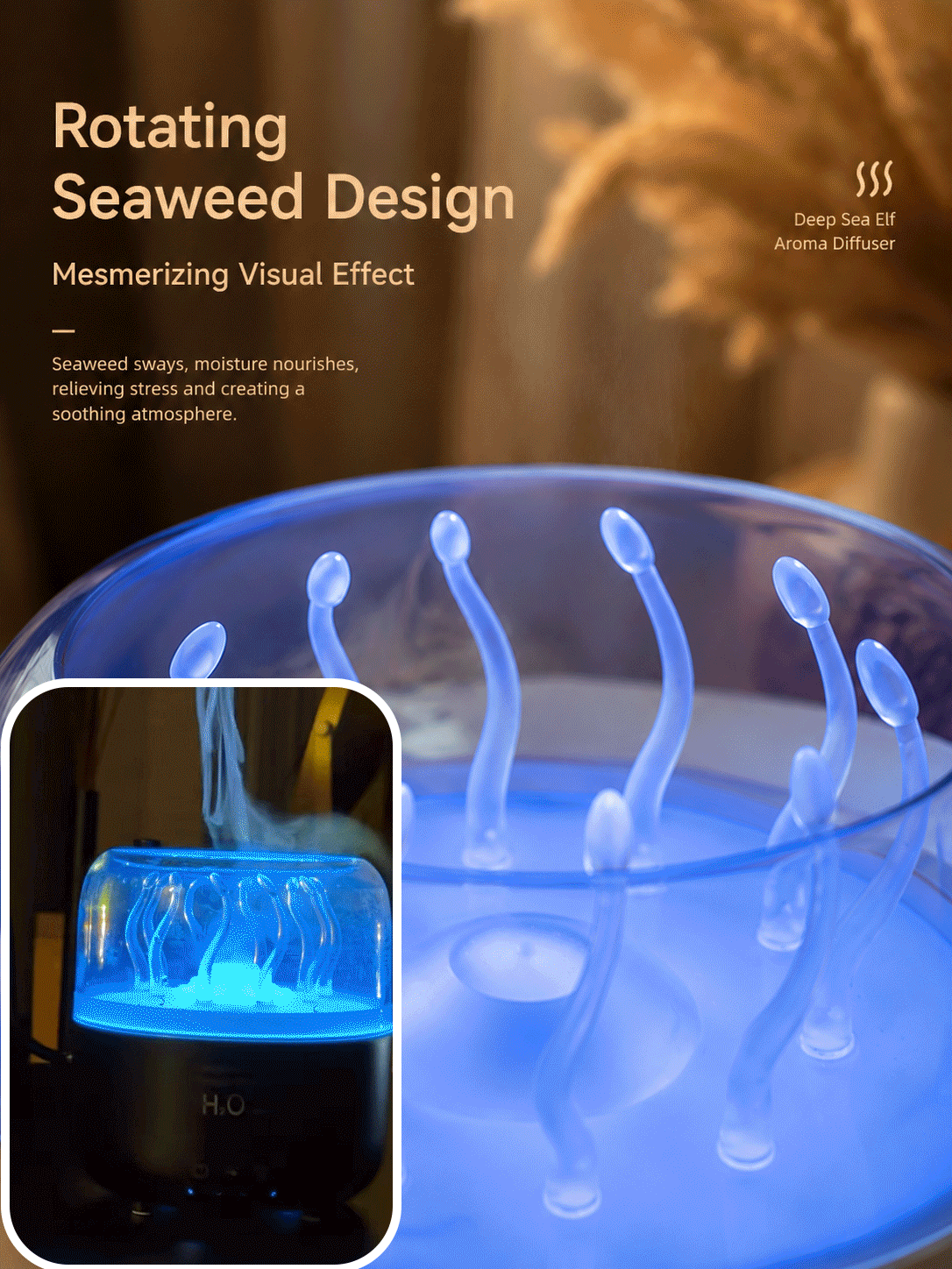Rotating Seaweed Aroma Diffuser & Cool Mist Humidifier