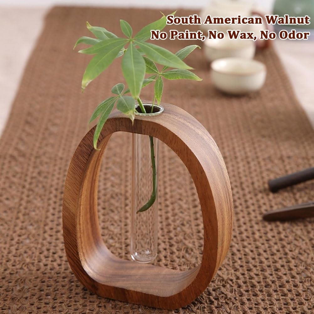 🌿 Elevate Your Home – 49% OFF – ✨Solid Wood Glass Vase