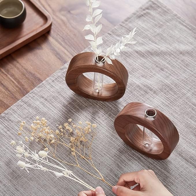 🌿 Elevate Your Home – 49% OFF – ✨Solid Wood Glass Vase