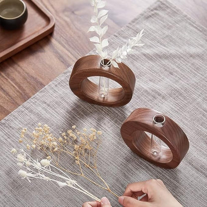 🌿 Elevate Your Home – 49% OFF – ✨Solid Wood Glass Vase