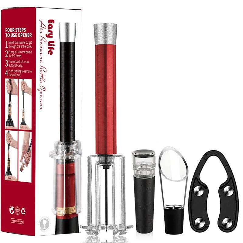 🍷 Experience Effortless Wine Opening - 49% OFF - ✨Air Pump Cork Remover Wine Bottle Opener Set