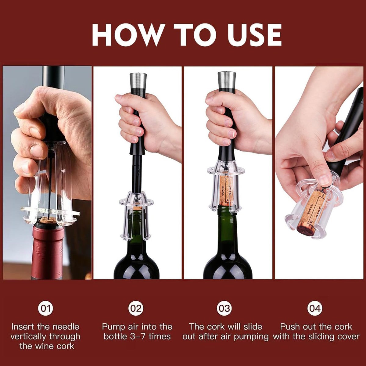 🍷 Experience Effortless Wine Opening - 49% OFF - ✨Air Pump Cork Remover Wine Bottle Opener Set