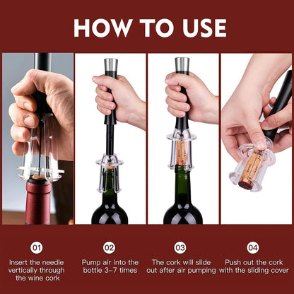 🍷 Experience Effortless Wine Opening - 49% OFF - ✨Air Pump Cork Remover Wine Bottle Opener Set