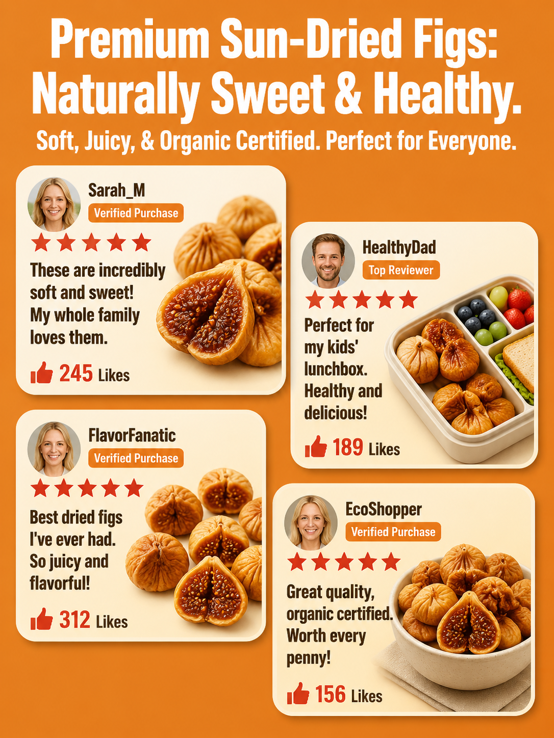 😋Natural Sun-Dried Figs – Sweet & Chewy Healthy Fruit Snack