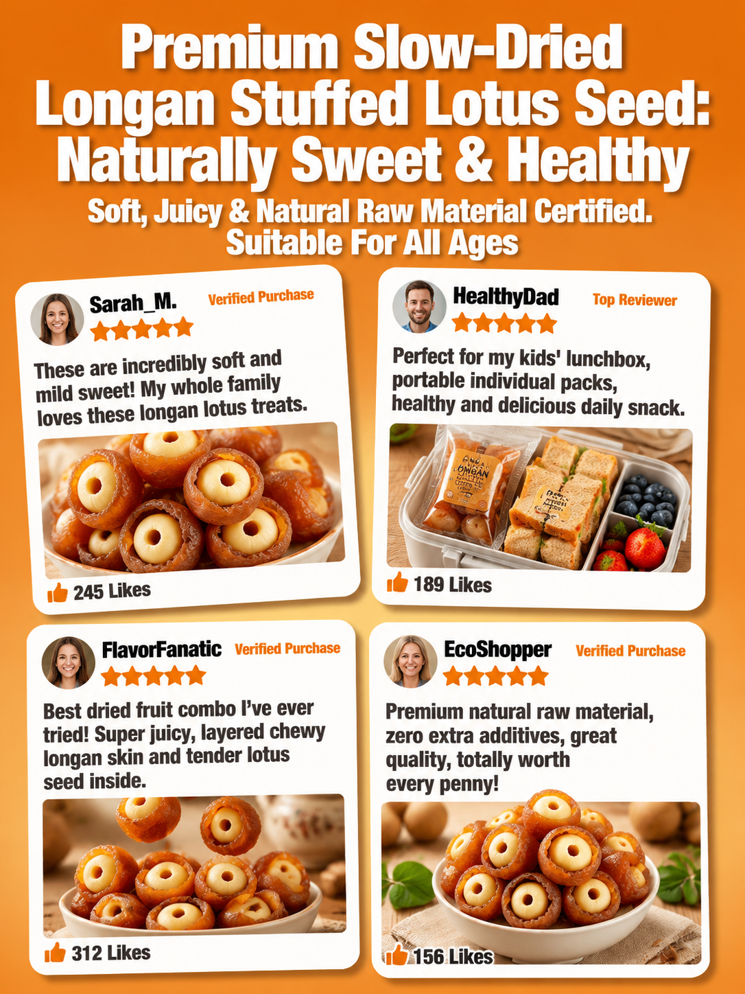 🙆‍♀️Longan Wrapped Lotus Seeds. Natural Ready-to-Eat Dried Fruit Snack for HeaIth & Relaxation