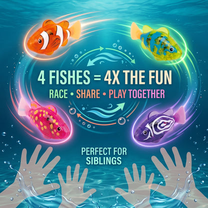 4Pcs Induction Activated | LED Light Up | Auto-Swimming Bath Toy-9YOE9