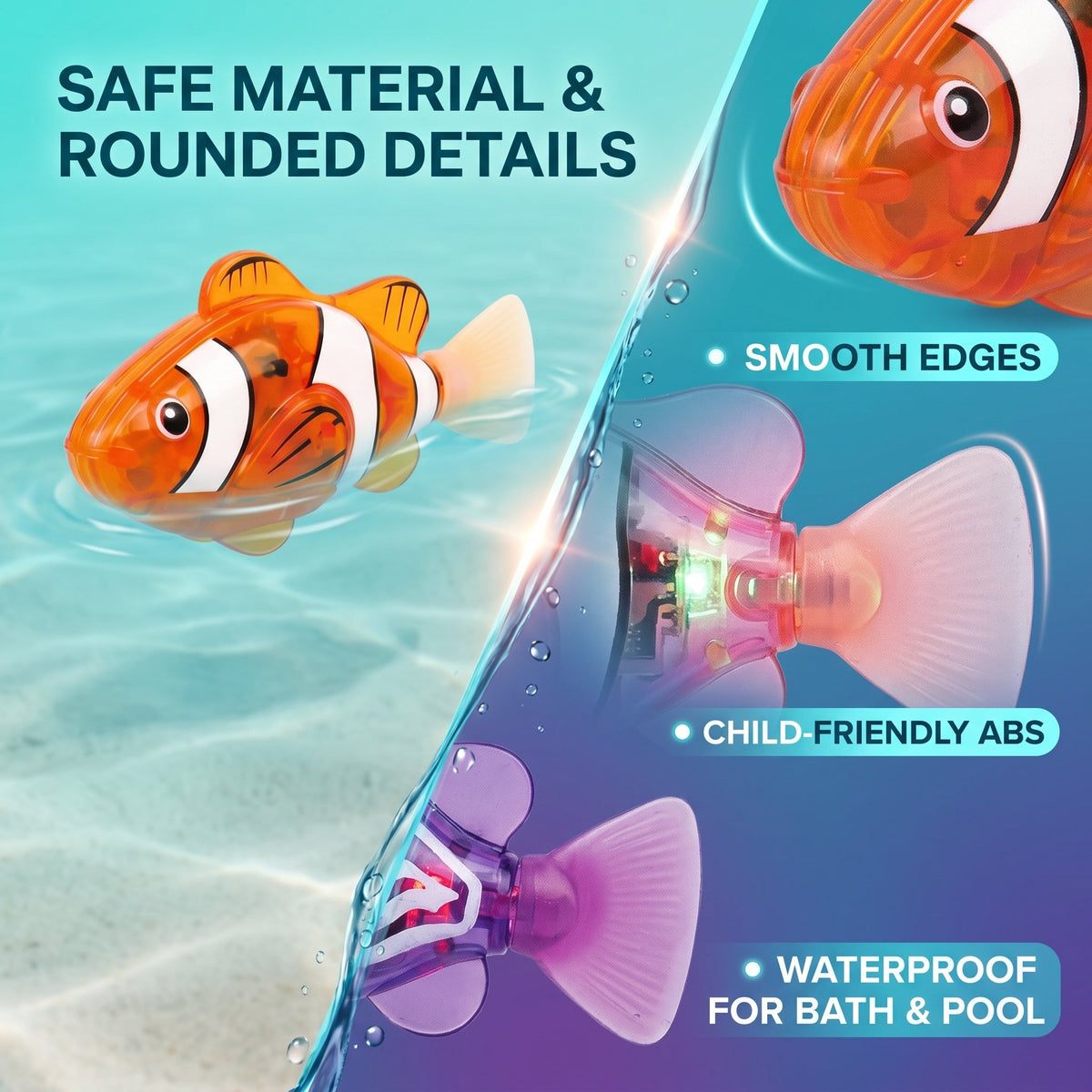 4Pcs Induction Activated | LED Light Up | Auto-Swimming Bath Toy-9YOE9