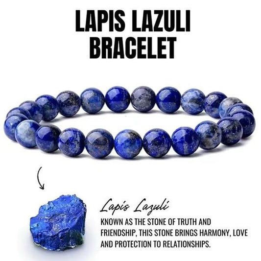 🌌📿Blue Lapis Lazuli Friendship Bracelet Beads | Crystal Healing Beaded Bracelets for Kids, Men, Women, Couples