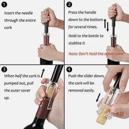 🍷 Experience Effortless Wine Opening - 49% OFF - ✨Air Pump Cork Remover Wine Bottle Opener Set