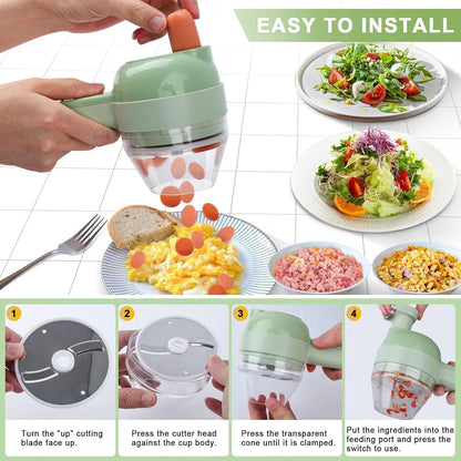 🍴 Transform Your Cooking - 49% OFF - ✨4 In 1 Handheld Electric Vegetable Cutter Set