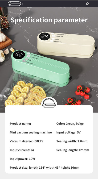🥗 Keep Your Food Fresh – 49% OFF – ✨Mini Wireless Vacuum Sealer