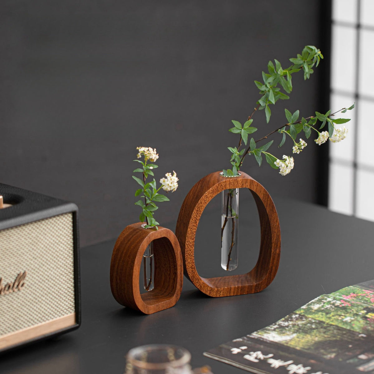 🌿 Elevate Your Home – 49% OFF – ✨Solid Wood Glass Vase