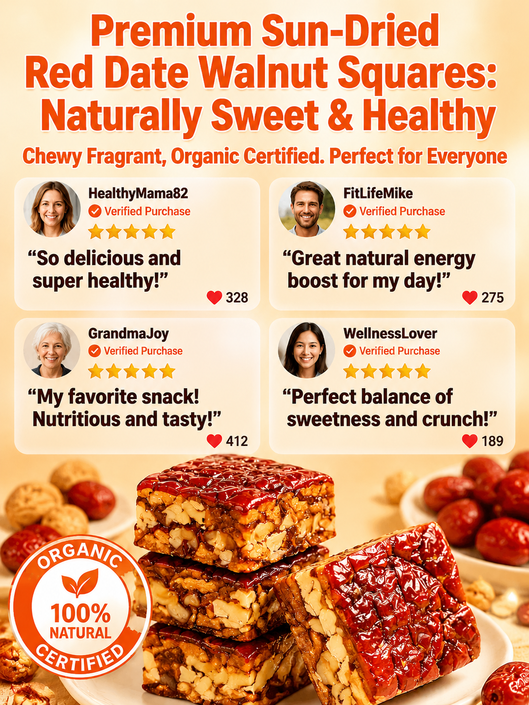 🌰Premium Jujube Walnut Snack Bars