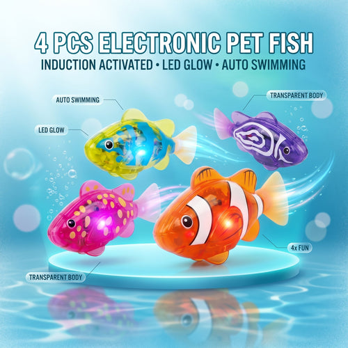 4Pcs Induction Activated | LED Light Up | Auto-Swimming Bath Toy-9YOE9