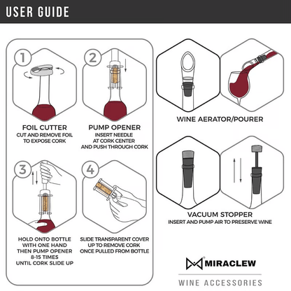 🍷 Experience Effortless Wine Opening - 49% OFF - ✨Air Pump Cork Remover Wine Bottle Opener Set